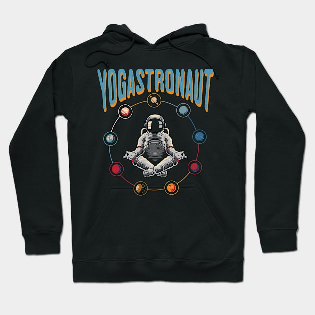Yogastronaut meditating among the planets Hoodie by Luxinda